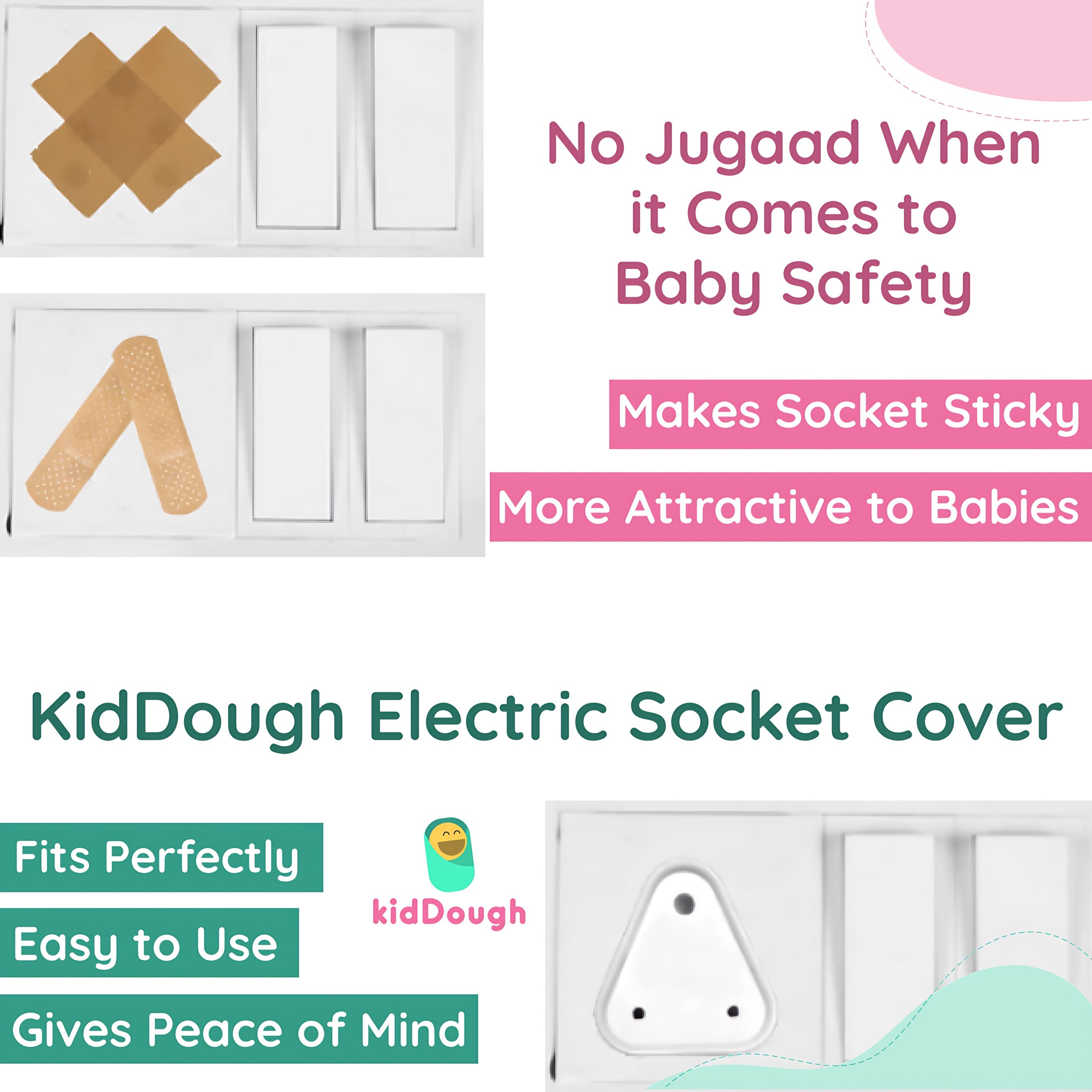 KidDough Baby Proofing Electrical Protector Socket Plug Cover Guards- Pack of 12