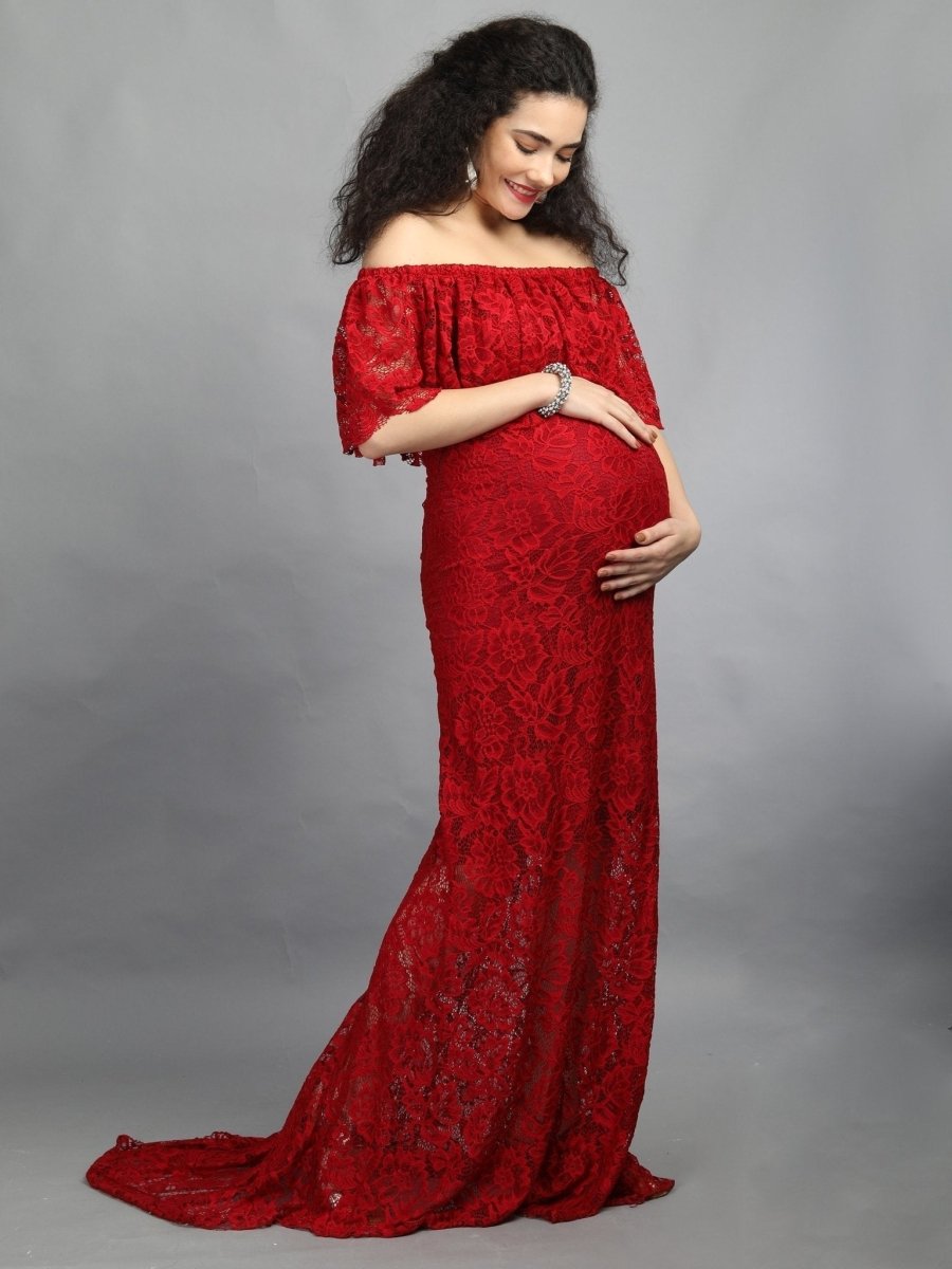 Elegant Wine Maternity Dress - DRS-ELWN-S