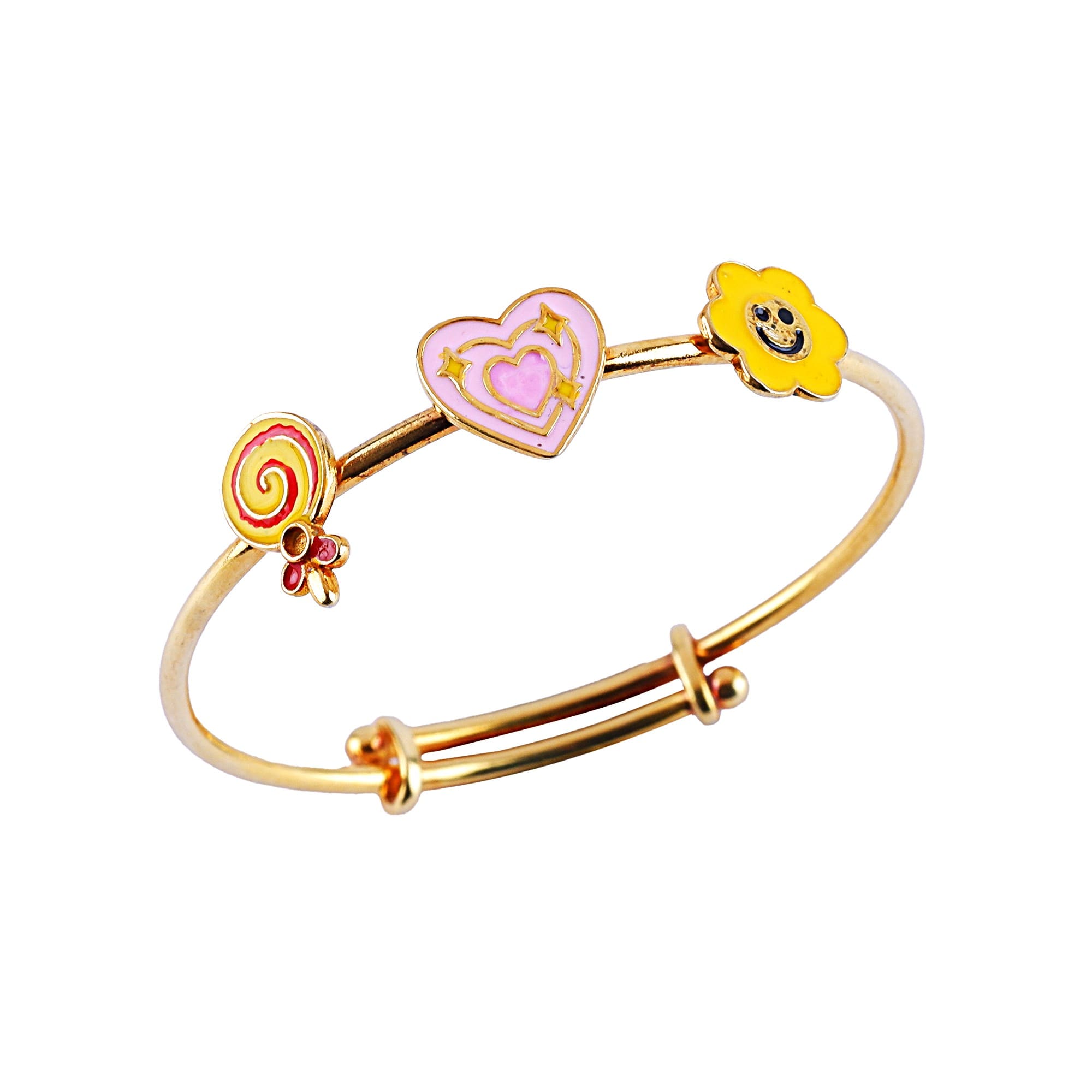 Elegante Kids Candy Heart Sunflower Silver Bangle - Baby Jewellery