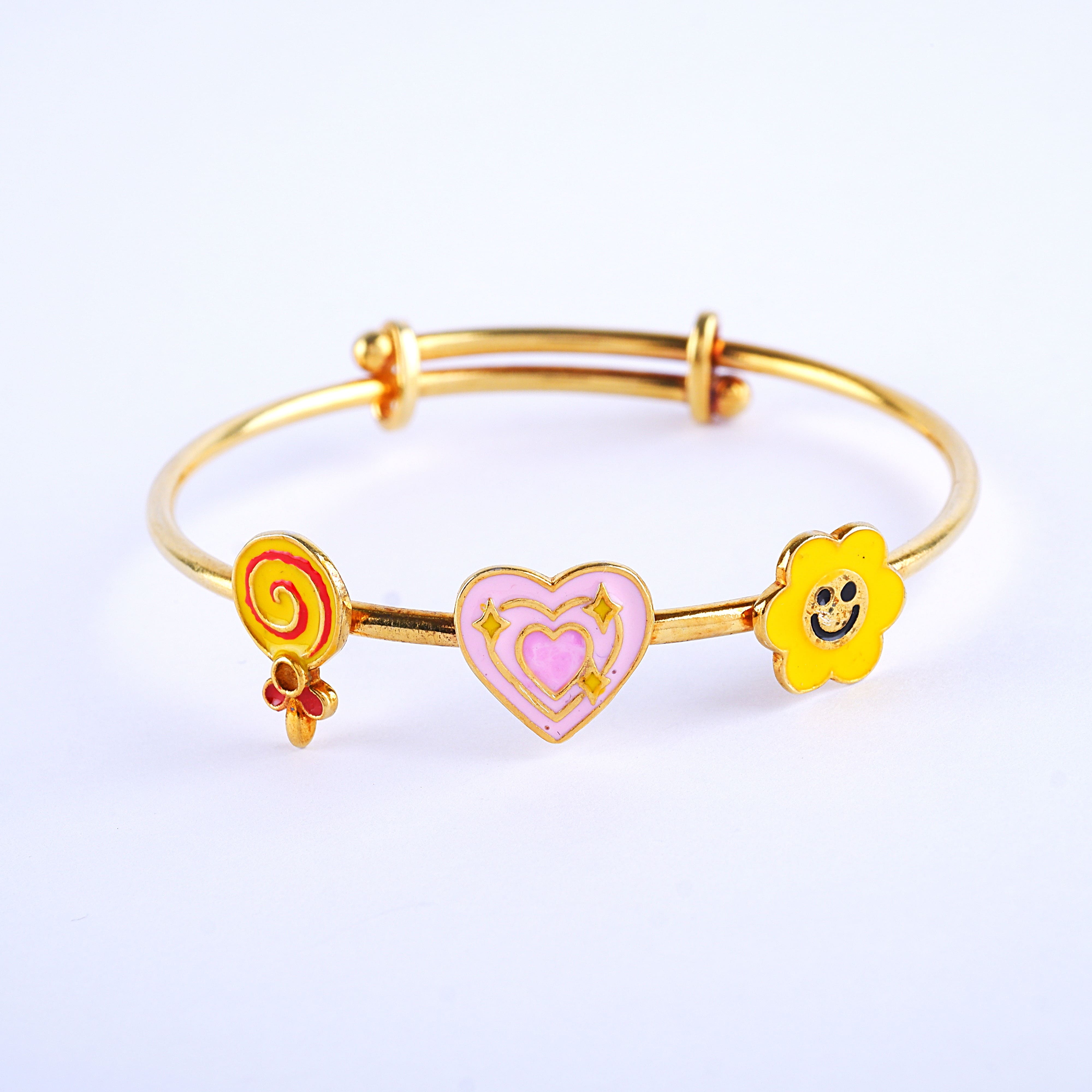 Elegante Kids Candy Heart Sunflower Silver Bangle - Baby Jewellery