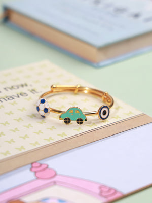 Elegante Kids Football Car Evil Eye Bangle - Bg1439