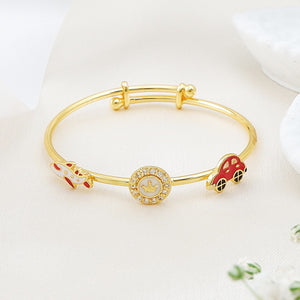Elegante Kids925 Sterling Silver Aeroplane Crown Car Bangle - Kids Bangle