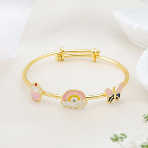 Elegante Kids925 Sterling Silver Cupcake Rainbow Butterfly Bangle - Kids Bangle