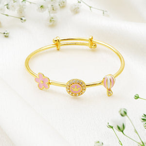 Elegante Kids925 Sterling Silver Flower Crown Baloon Bangle - Kids Bangle
