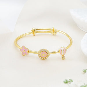 Elegante Kids925 Sterling Silver Flower Crown Baloon Bangle - Kids Bangle