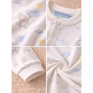 Elephants holding Balloons, Full Sleeves Jumpsuit Romper for Tiny Toddlers - 3 - 6 Months Kids Clothing