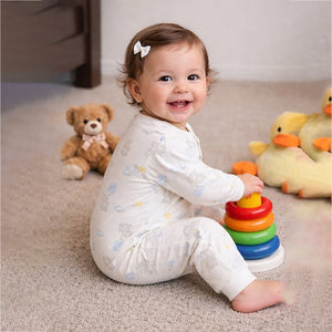 Elephants holding Balloons, Full Sleeves Jumpsuit Romper for Tiny Toddlers - 3 - 6 Months Kids Clothing