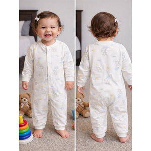 Elephants holding Balloons, Full Sleeves Jumpsuit Romper for Tiny Toddlers - 3 - 6 Months Kids Clothing