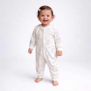 Elephants holding Balloons, Full Sleeves Jumpsuit Romper for Tiny Toddlers - 3 - 6 Months Kids Clothing