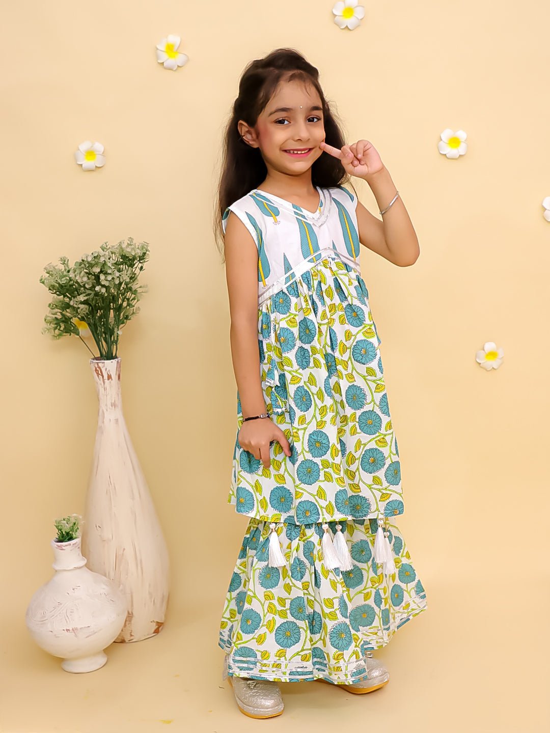 Emeraluxe Girls Anarkali Kurta Sharara Set - KES - SC - EMRLG - 0 - 6