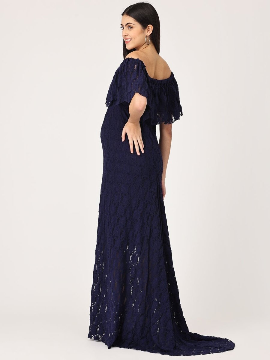 Enchanté Blue Maternity Lace Gown - DRS-ENBLG-S