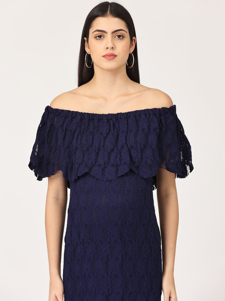 Enchanté Blue Maternity Lace Gown - DRS-ENBLG-S
