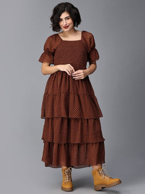 Endless Espresso Tiered Maternity Dress - DRS-SD-BWTR-S