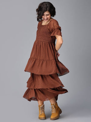Endless Espresso Tiered Maternity Dress - DRS-SD-BWTR-S