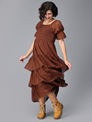 Endless Espresso Tiered Maternity Dress - DRS-SD-BWTR-S