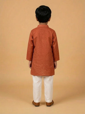 Ethnic Combo - Kasavu Surya Boys Kurta Pajama Set & Girls Skirt Set - Twinning Combo