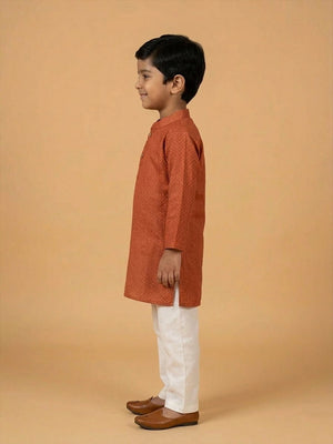Ethnic Combo - Kasavu Surya Boys Kurta Pajama Set & Girls Skirt Set - Twinning Combo