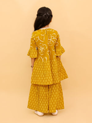 Ethnic Combo-Mango Sorbet Boys Kurta Pajama and Girls Anarkali Set - Twinning Combo