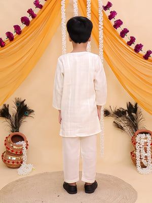 Ethnic Combo-Mayur Dhaga Girls Lehenga Set and The Mor Edit Boys Kurta Set - Twinning Combo