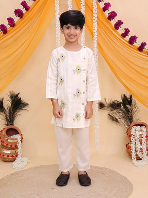 Ethnic Combo-Mayur Dhaga Girls Lehenga Set and The Mor Edit Boys Kurta Set - Twinning Combo