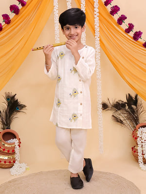 Ethnic Combo-Mayur Dhaga Girls Lehenga Set and The Mor Edit Boys Kurta Set - Twinning Combo