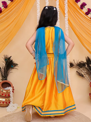 Ethnic Combo-Rang Radha Girls Embroidered Lehenga Set and Vrindavan Vibe Boys Kurta Set - Twinning Combo
