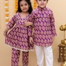 Ethnic Set - Amethyst Allure Girls Anarkali Pajama Set with Boys Kurta Pajama Set - TWN2 - SC - AMAGBK