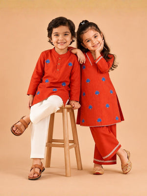 Ethnic Set - Avani Vatika Girls Kurta Set with Boys Kurta Pajama Set - Twinning Combo