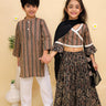 Ethnic Set - Black Kalamkari Girls Lehenga Set and Boys Kurta Set - KES2 - BLKGLBK