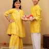 Ethnic Set - Golden Hour Boys Silk Kurta Pajama Set with Girls Anarkali Sharara Set - KES2 - GHBGHG