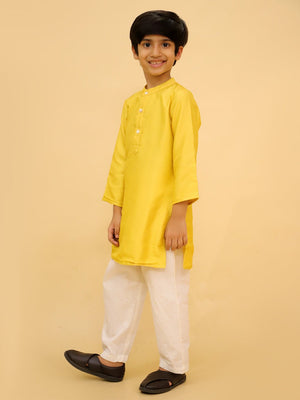 Ethnic Set - Golden Hour Boys Silk Kurta Pajama Set with Girls Anarkali Sharara Set - KES2 - GHBGHG