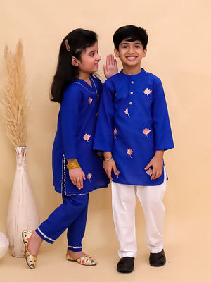 Ethnic Set - Kamal Vatika Girls Kurta Pajama Set with Boys Kurta Pajama Set - KES - BK - KVGKBK