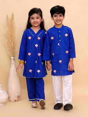 Ethnic Set - Kamal Vatika Girls Kurta Pajama Set with Boys Kurta Pajama Set - KES - BK - KVGKBK