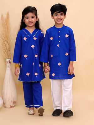 Ethnic Set - Kamal Vatika Girls Kurta Pajama Set with Boys Kurta Pajama Set - KES - BK - KVGKBK