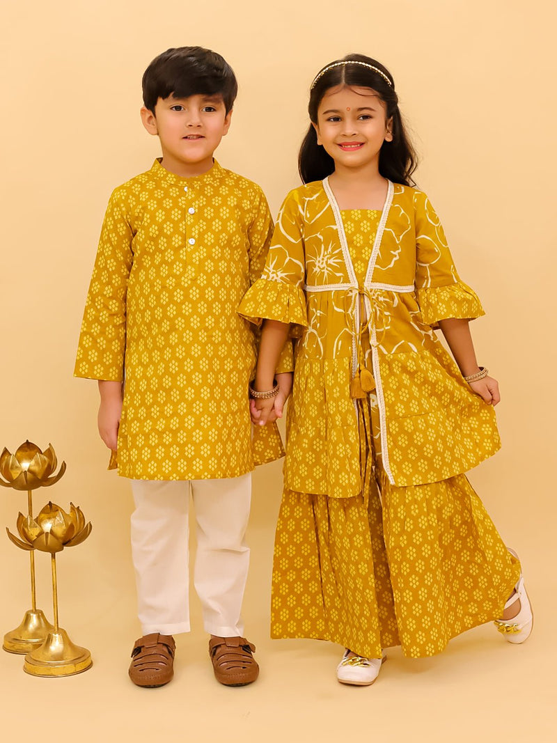 Ethnic Set-Mango Sorbet Boys Kurta Pajama and Girls Anarkali Set