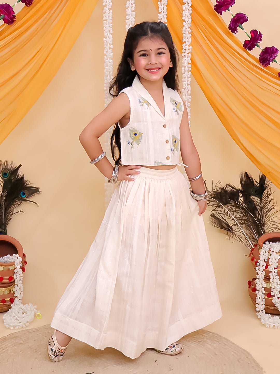Ethnic Set - Mayur Dhaga Girls Lehenga Set and The Mor Edit Boys Kurta Set - KES - BK - DGLTBK