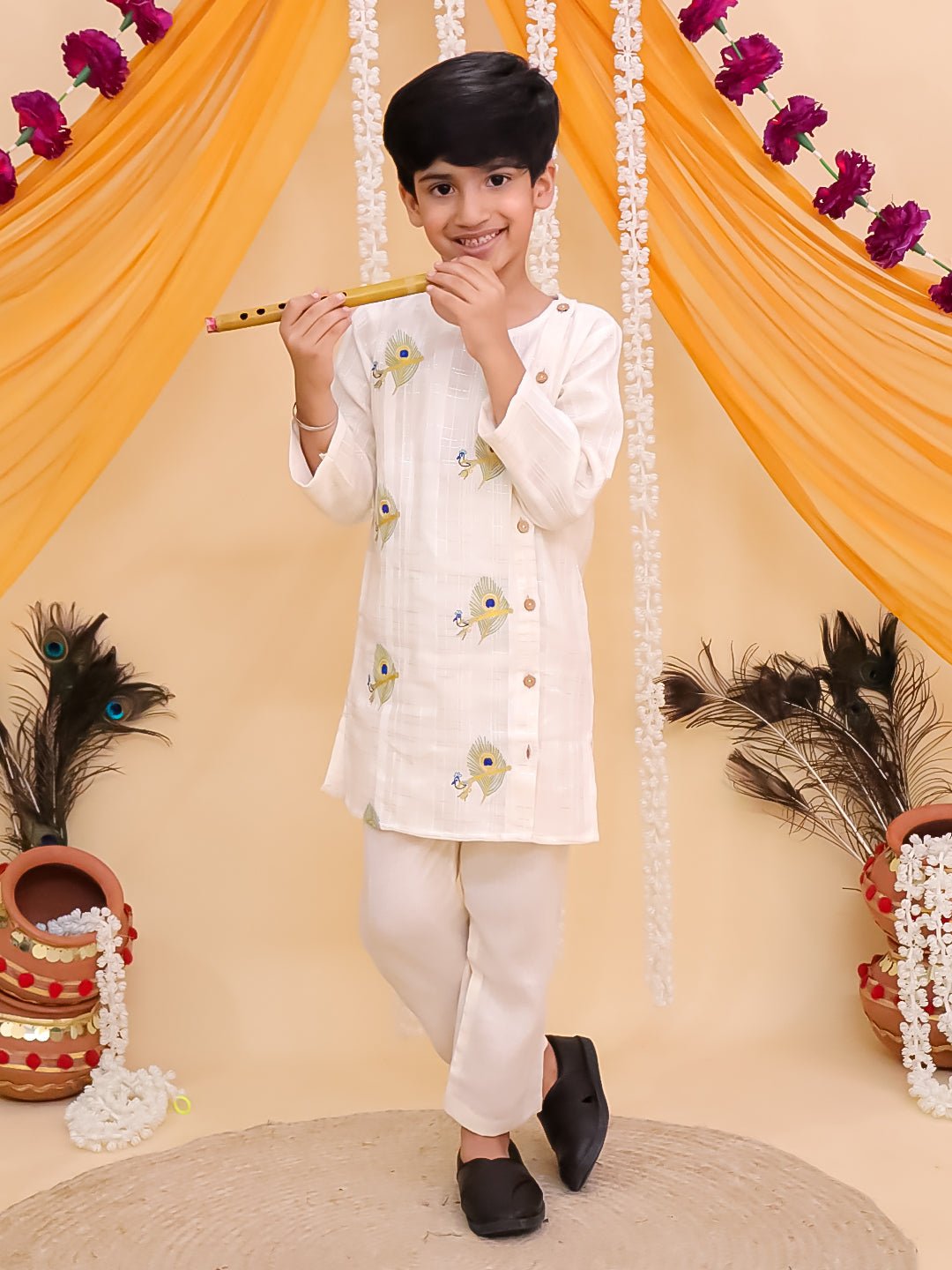 Ethnic Set - Mayur Dhaga Girls Lehenga Set and The Mor Edit Boys Kurta Set - KES - BK - DGLTBK