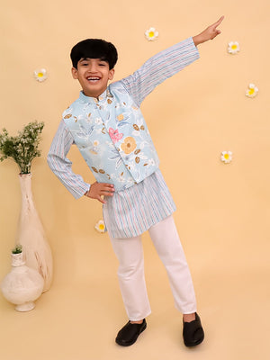 Ethnic Set - Megh Malhaar Girls Anarkali Kurta Set & Boys Jacket And Kurta Pajama Set - KES2 - MGMLGABJ