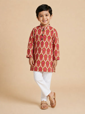 Ethnic Set- Rang Bagh Girls Anarkali Kurta Set with Boys Kurta Pajama Set - Twinning Combo