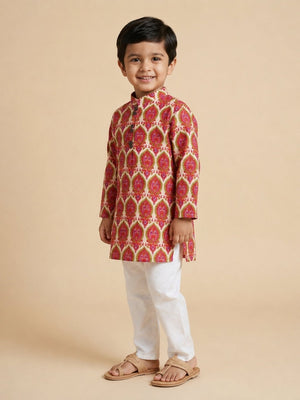 Ethnic Set- Rang Bagh Girls Anarkali Kurta Set with Boys Kurta Pajama Set - Twinning Combo