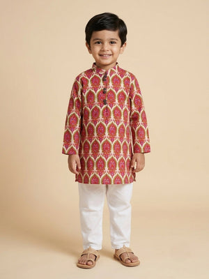 Ethnic Set- Rang Bagh Girls Anarkali Kurta Set with Boys Kurta Pajama Set - Twinning Combo