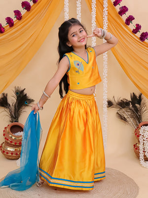 Ethnic Set - Rang Radha Girls Embroidered Lehenga Set and Vrindavan Vibe Boys Kurta Set - KES - BK - RGELVBK