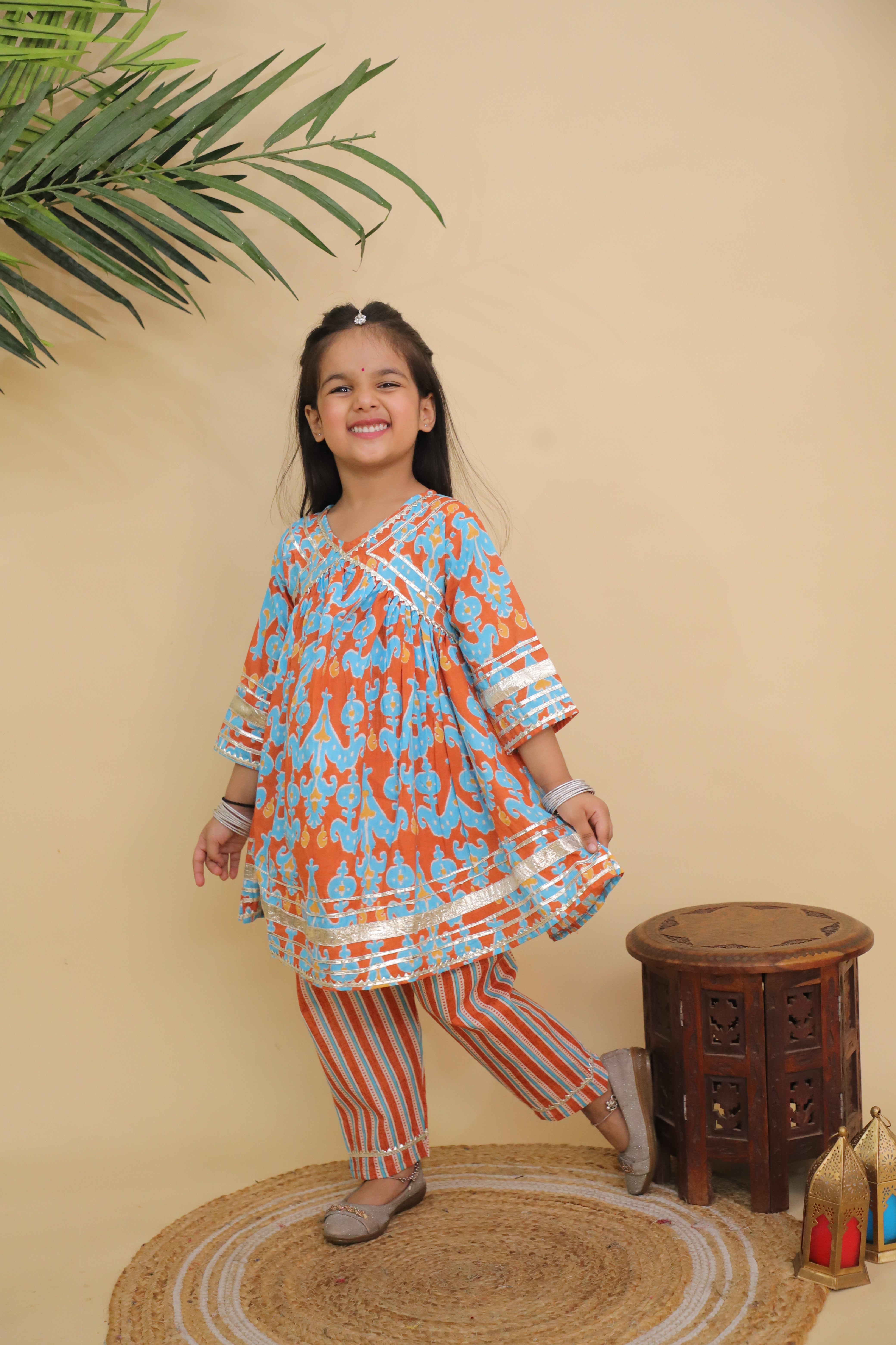 Ethnic Set - Rustic Roots Boys Dhoti Kurta and Girls Anarkali Kurta Set - KES2 - RSRDGAK