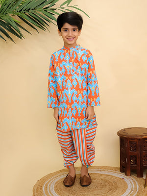 Ethnic Set - Rustic Roots Boys Dhoti Kurta with Girls Anarkali Kurta Set - Twinning Combo