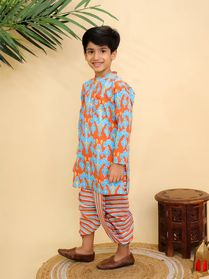 Ethnic Set - Rustic Roots Boys Dhoti Kurta with Girls Anarkali Kurta Set - Twinning Combo