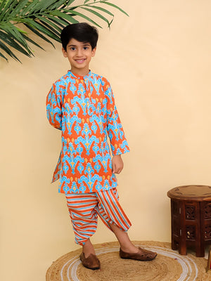Ethnic Set - Rustic Roots Boys Dhoti Kurta with Girls Anarkali Kurta Set - Twinning Combo