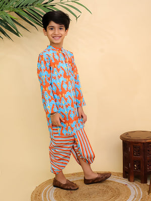 Ethnic Set - Rustic Roots Boys Dhoti Kurta with Girls Anarkali Kurta Set - Twinning Combo
