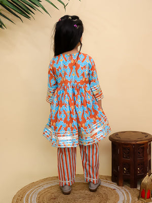 Ethnic Set - Rustic Roots Boys Dhoti Kurta with Girls Anarkali Kurta Set - Twinning Combo