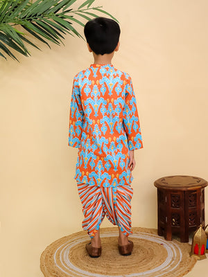 Ethnic Set - Rustic Roots Boys Dhoti Kurta with Girls Anarkali Kurta Set - Twinning Combo
