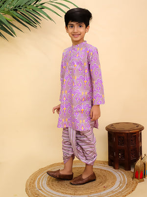 Ethnic Set - Sage Violet Boys Dhoti Kurta with Girls Anarkali Kurta Set - Twinning Combo